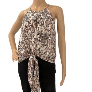 Nwt Women's Blouse Lizard Thicket Anna Grace size Medium Ivory with animal print